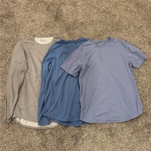 BYLT Basics Long Sleeve and Tee Set - Gray and Blue